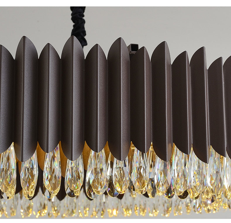 IND Modern Luxury Crystal Round Gold Black Chandelier Light