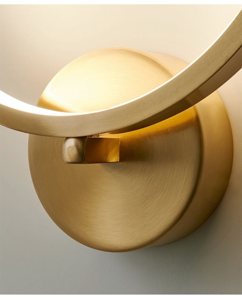 JM Nordic Wall Lamp Indoor Copper LED Bedside Light Decorative