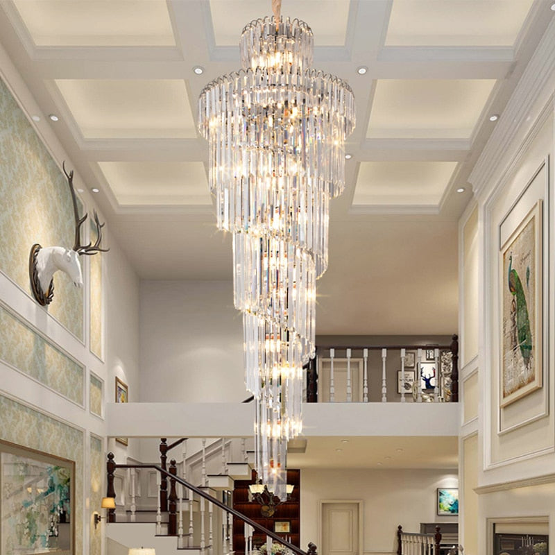 Ylk Long Spiral Crystal Chandelier