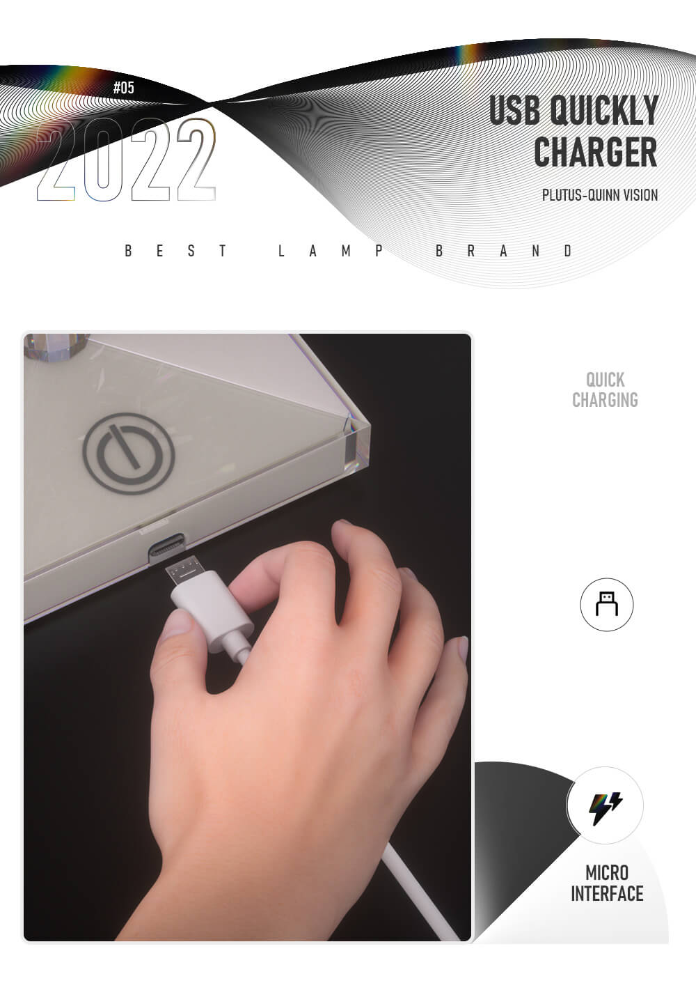 PQ LED Diamond Crystal Projection Night Lights USB Charging Touch Control