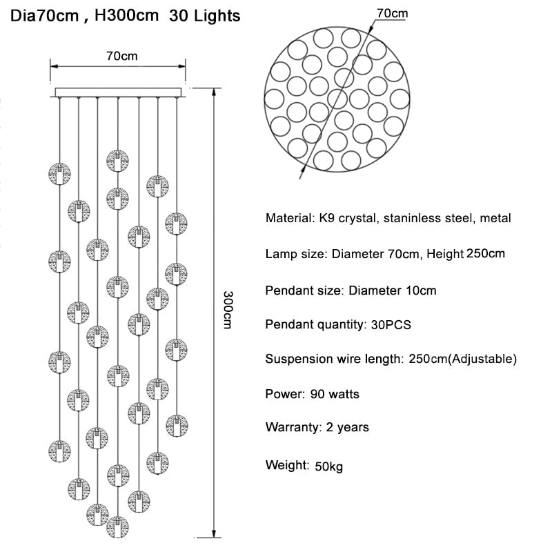 Ylk Luxury Bubble Crystal Chandelier