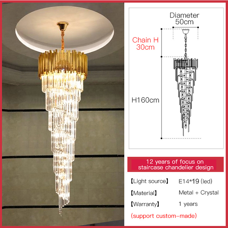 Ylk Long Crystal Chandelier Lamp