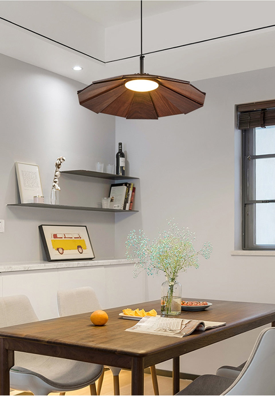 IIS LED Solid Wood Pendant Light Nordic Restaurant Bar Office Hanging lamp