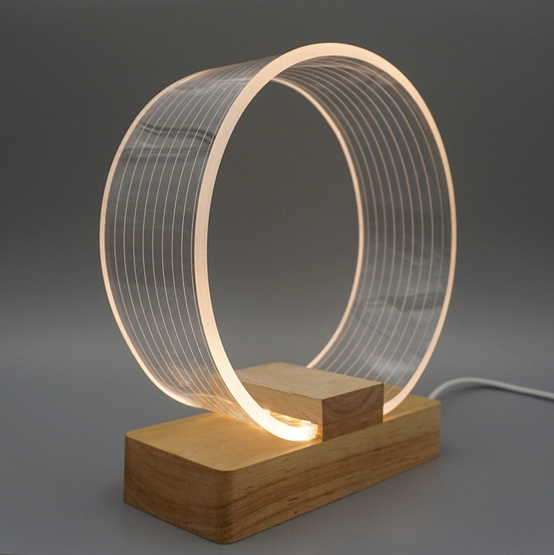 Night Light Wood Base Desk Lamp