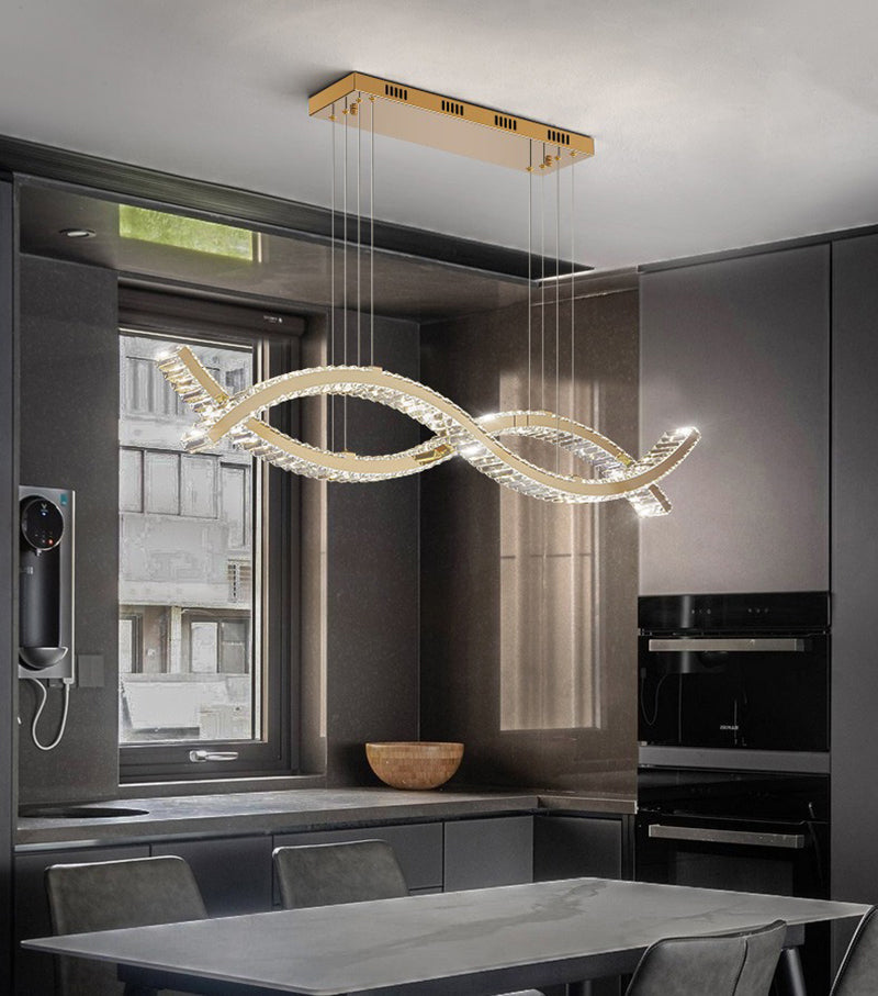 Ylk Wave Design Crystal Pendant Lamp