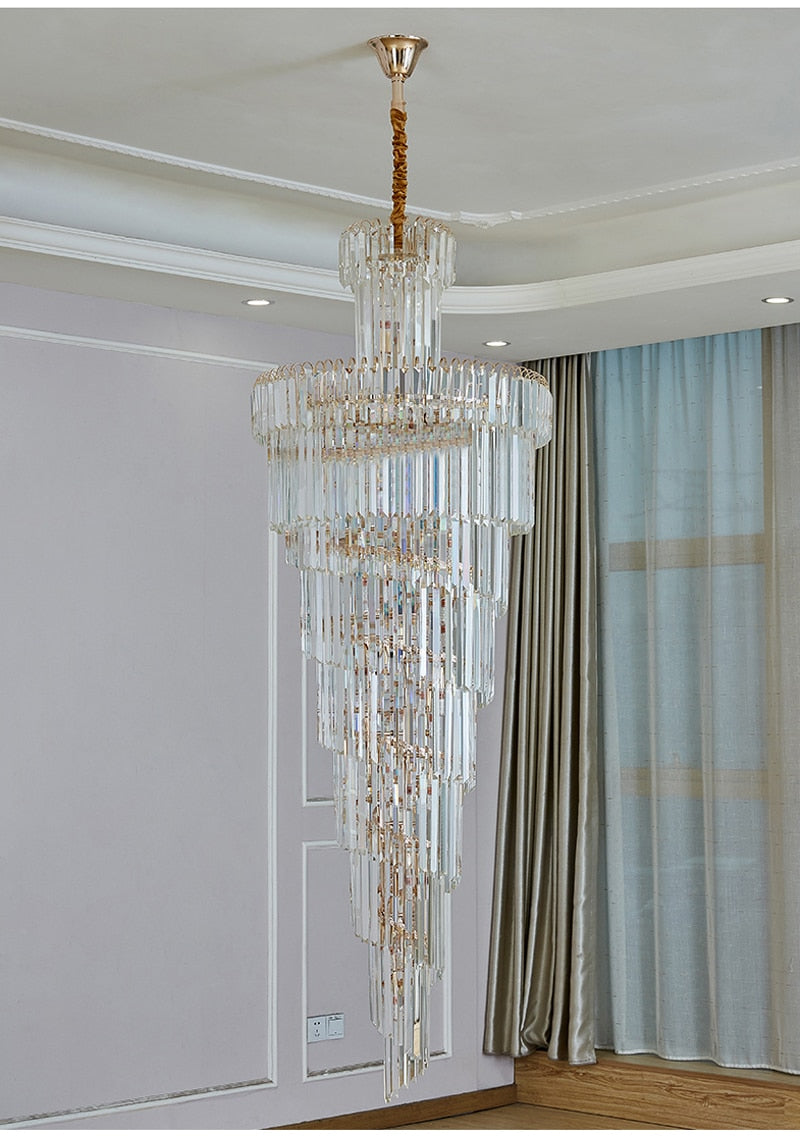 Ylk Long Spiral Crystal Chandelier