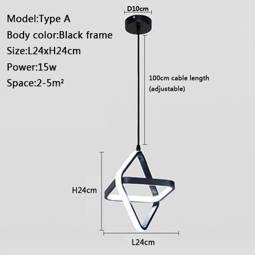 SERA Doble - Simple Modern LED Double Round Square Hanging Lamp