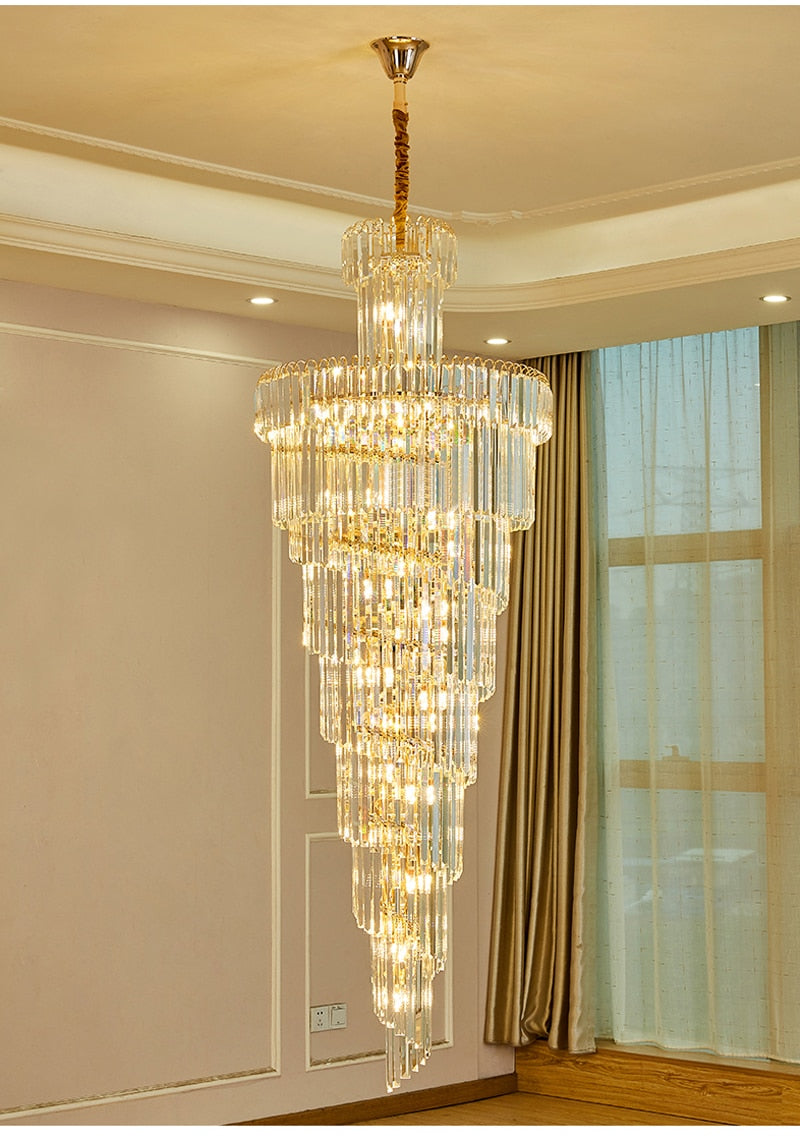 Ylk Long Spiral Crystal Chandelier