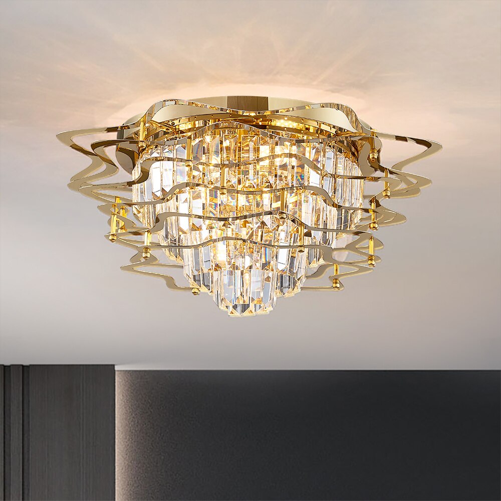 Molly Five Tier Round Crystal And Copper Ring Chandelier