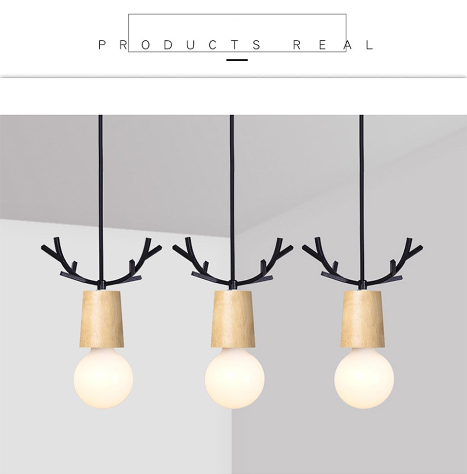 IIS Wood Deer Pendant Lights Modern Northern American Art