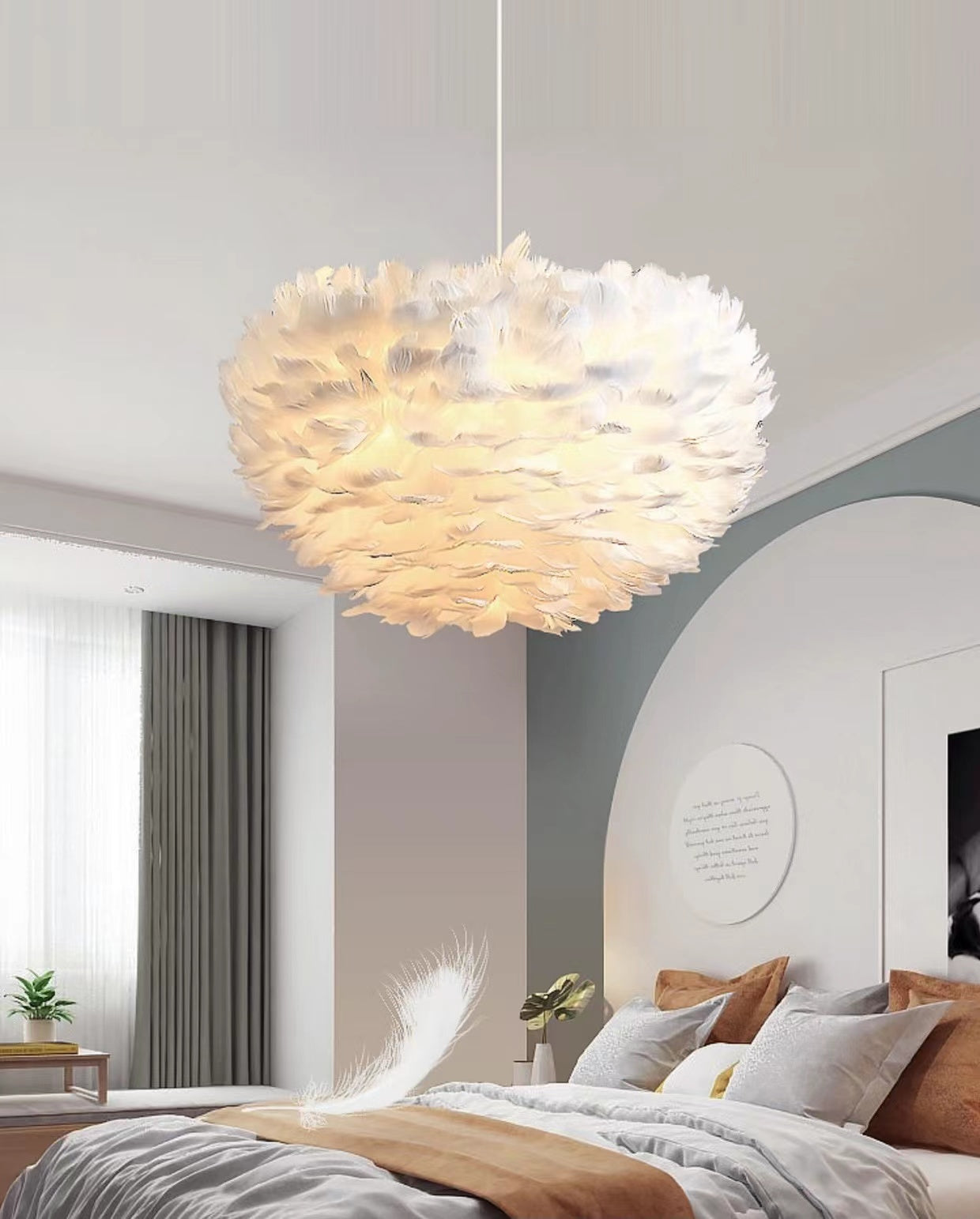 IIS Silki Feather Pendant Light Hanging Ceiling Light
