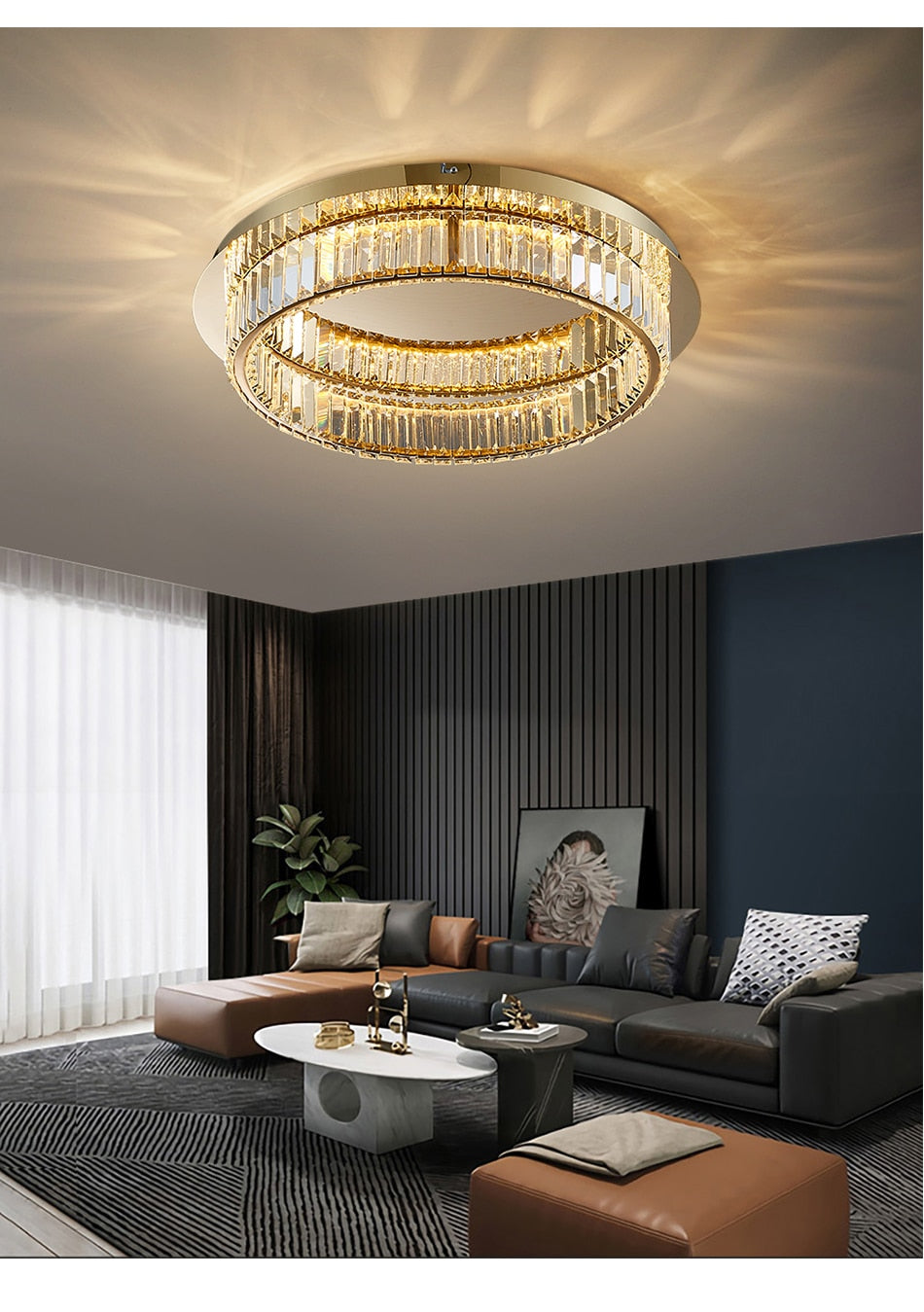 Ylk Round Modern Crystal Chandelier