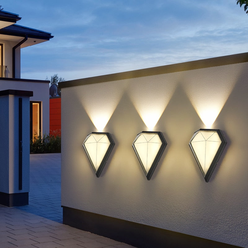 IIS 12W Outdoor Waterproof IP65 Diamond LED Wall Light Porch Garden