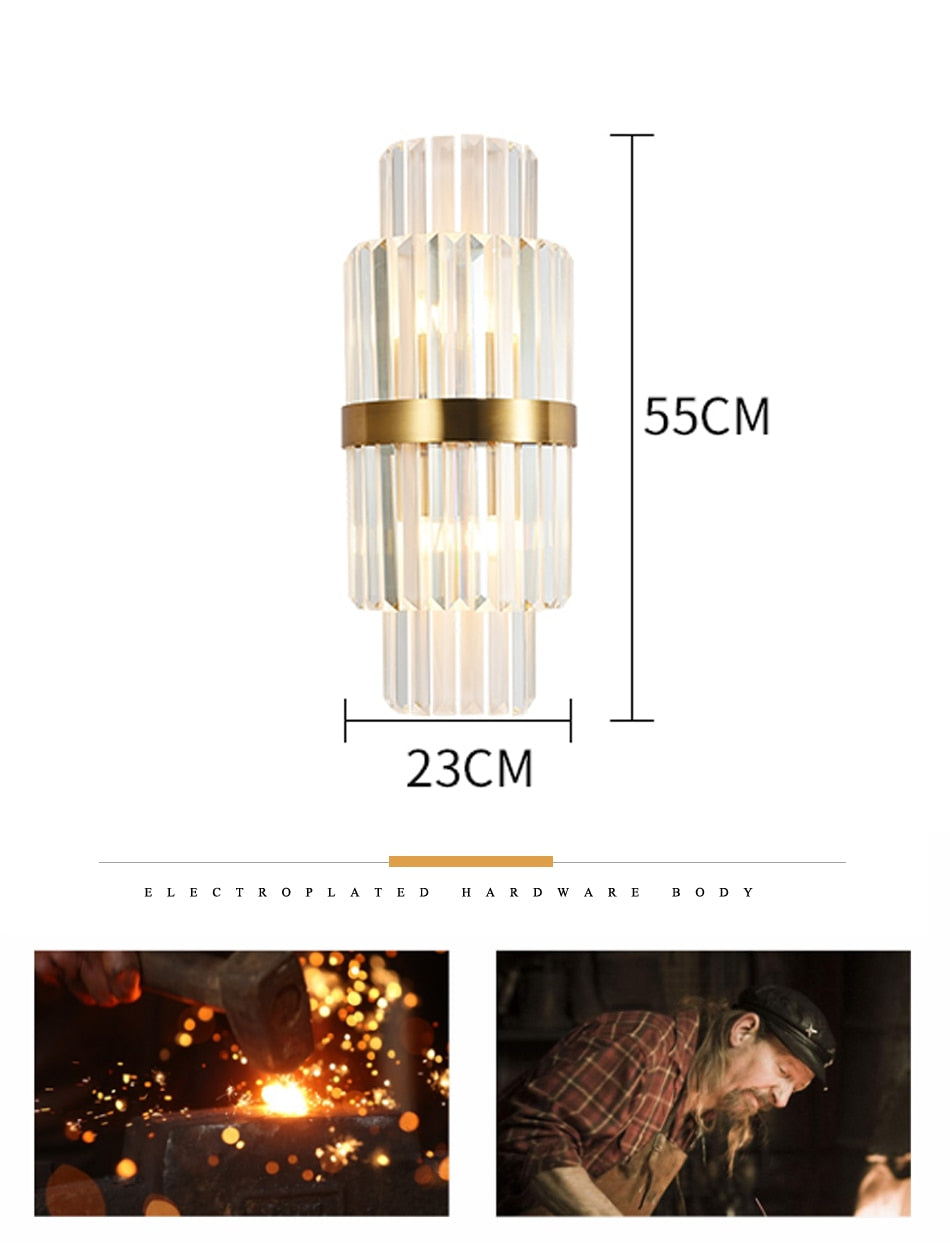 Ylk Modern Crystal Gold Wall Lamps
