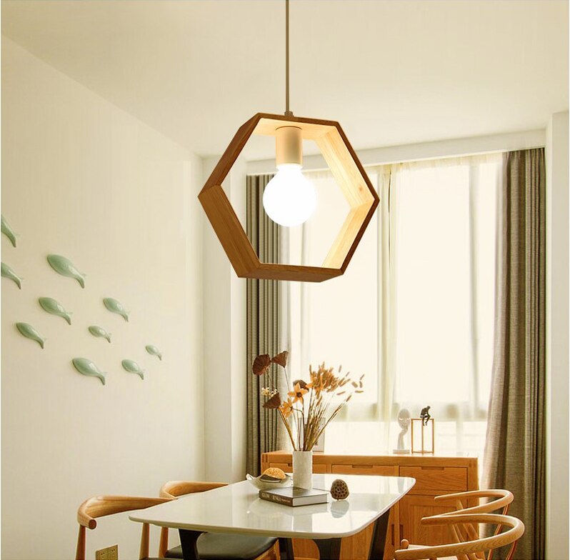 LYF 3-styles Nordic Pendant Creative Wooden Light