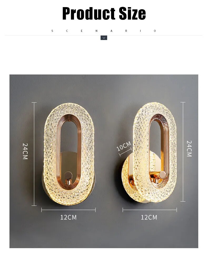 LYF Miraa Oval/Round Crystal Modern LED Wall Lamp