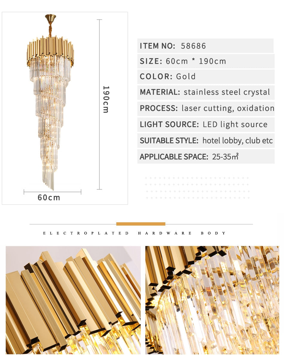 Ylk Long Crystal Chandelier Lamp