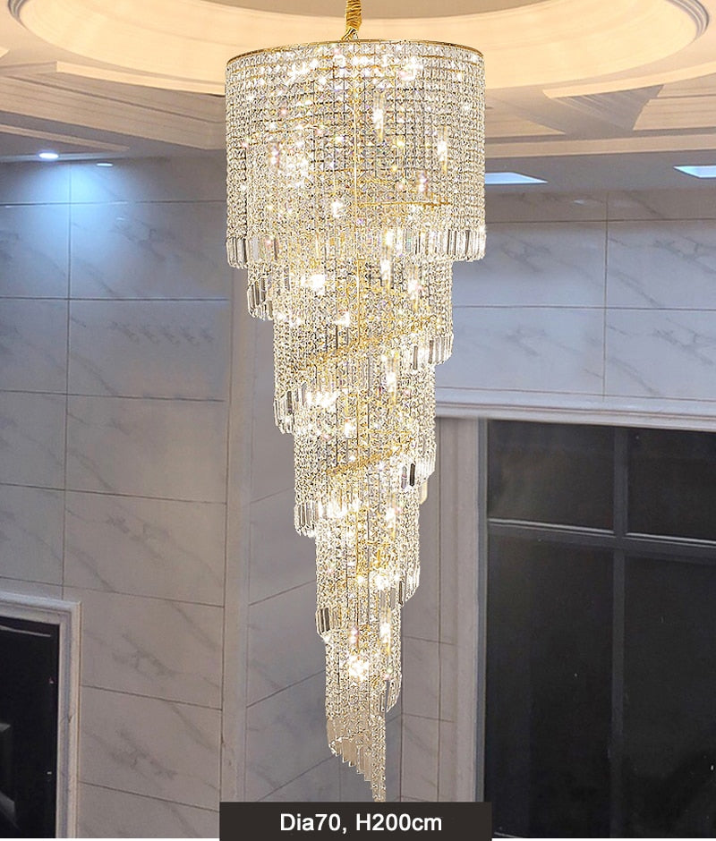 YLK modern crystal chandelier long spiral design luxury home decor