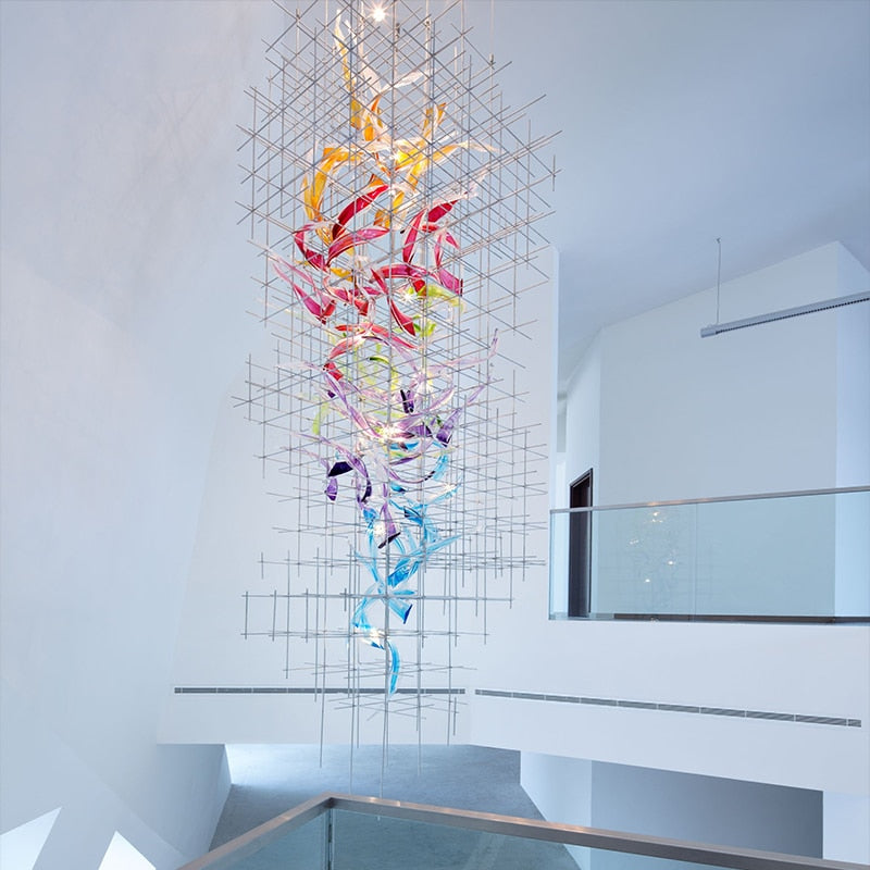 IIS Luxury Colored Glass Modern Big Chandelier