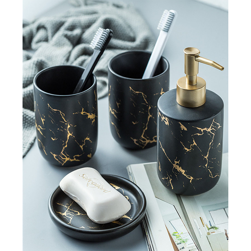 LuxeBath‚Ñ¢ Marble Ceramic Bath Accessory Set - Nordic Side - 