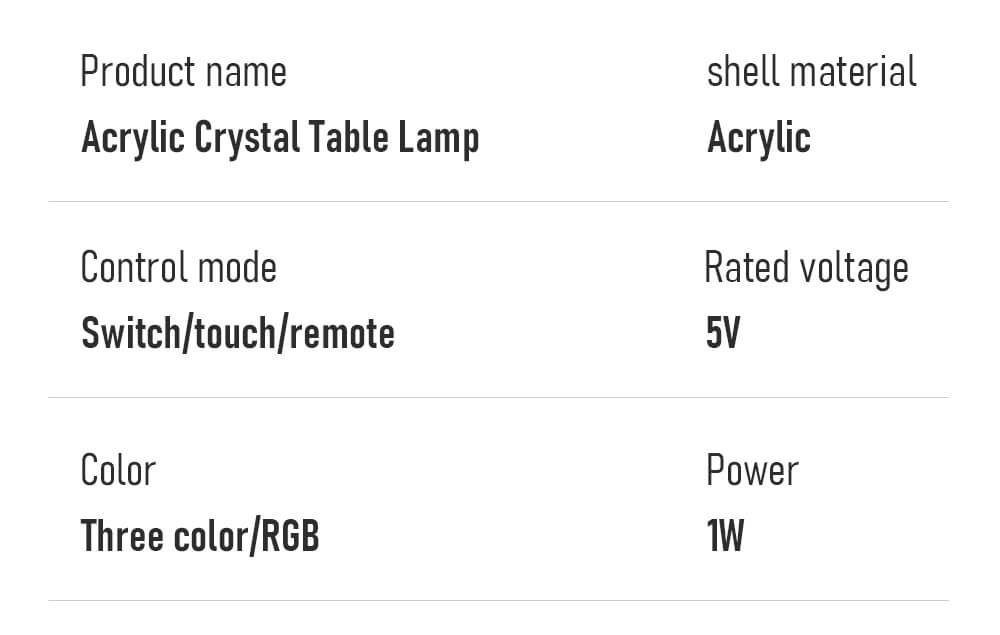 PQ LED Diamond Crystal Projection Night Lights USB Charging Touch Control