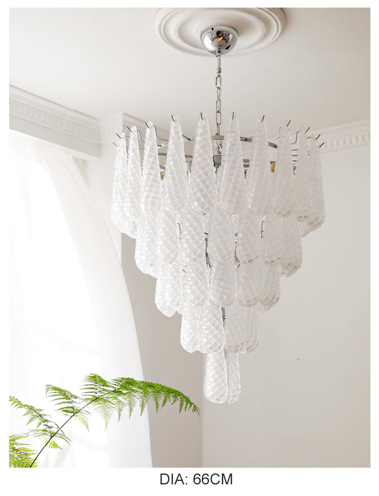 Ylk Murano White Glass Chandelier