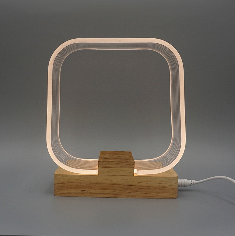 Night Light Wood Base Desk Lamp