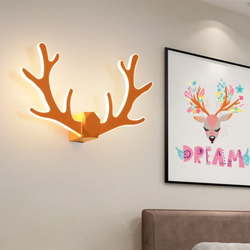 IIS Nordic Antler wall lamp LED bedside bedroom light macarons wall sconce