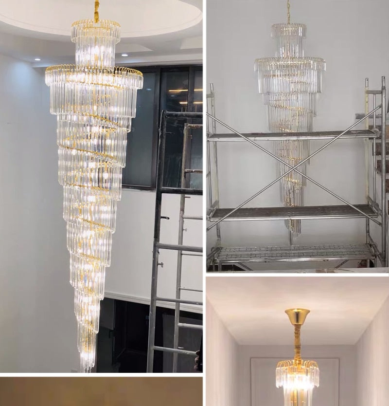 Ylk Long Spiral Crystal Chandelier