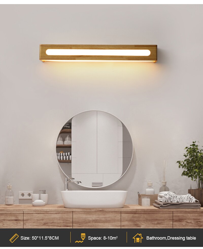 BAN Modern LED Nordic Mirror light wood Acrylic sconces