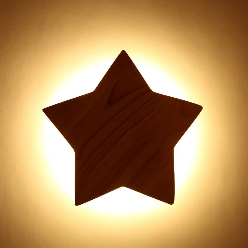 IIS Star Shape Modern Creative Wall Lamps Solid Wood light