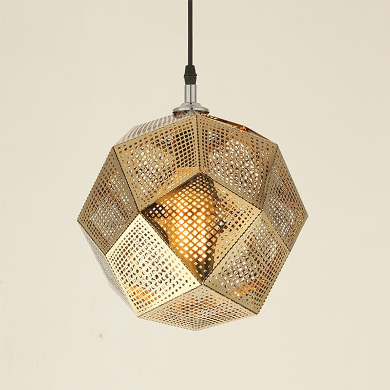 IIS Modern Industrial Plating Ball Pendant Lamp Gold/Silver Stainless Steel Art Geometry Net Lighting