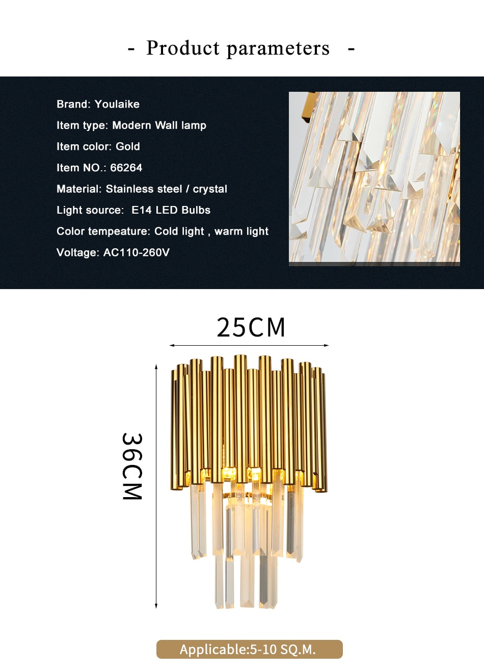 Ylk Daire Gold Wall Sconce