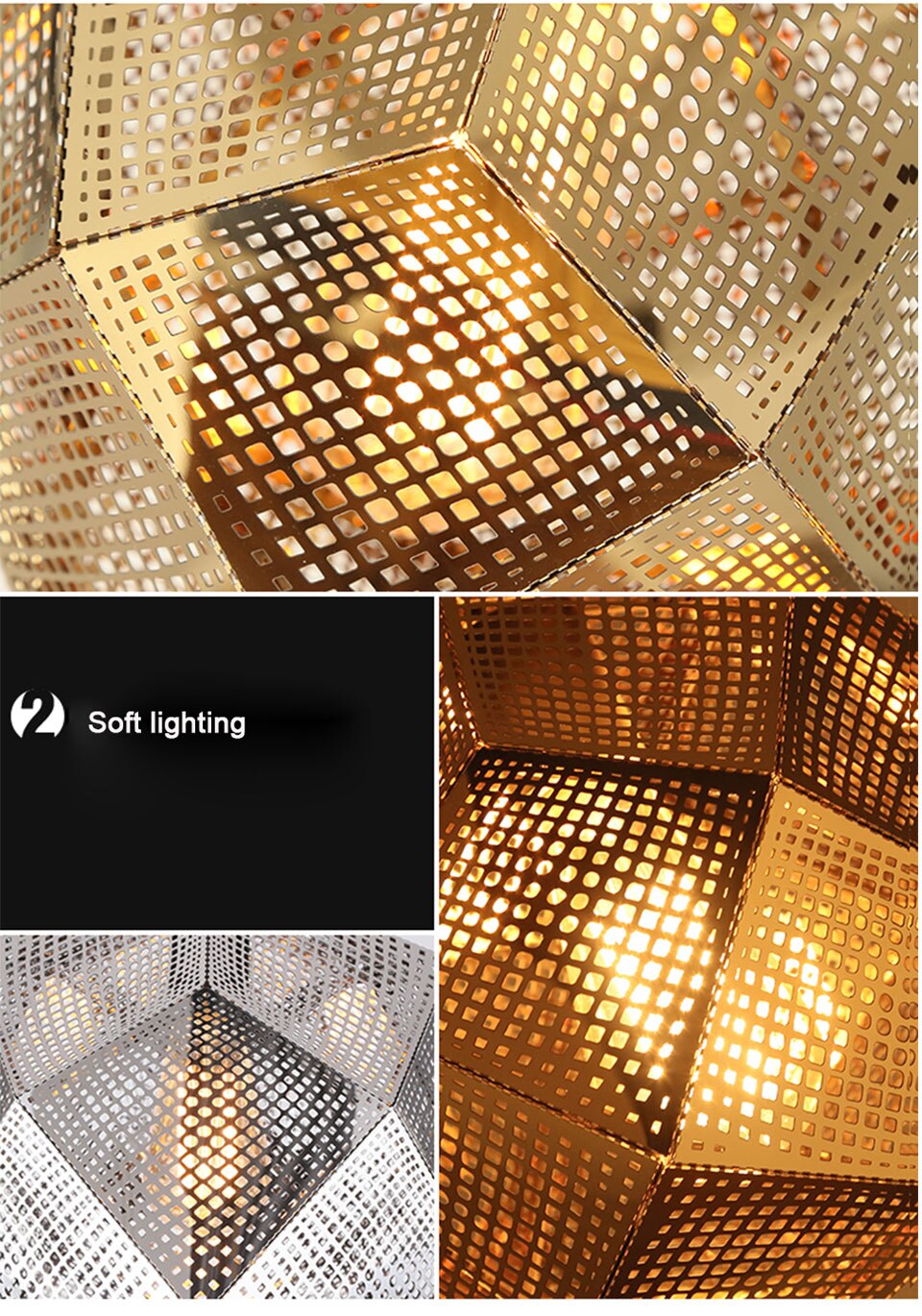 IIS Modern Industrial Plating Ball Pendant Lamp Gold/Silver Stainless Steel Art Geometry Net Lighting