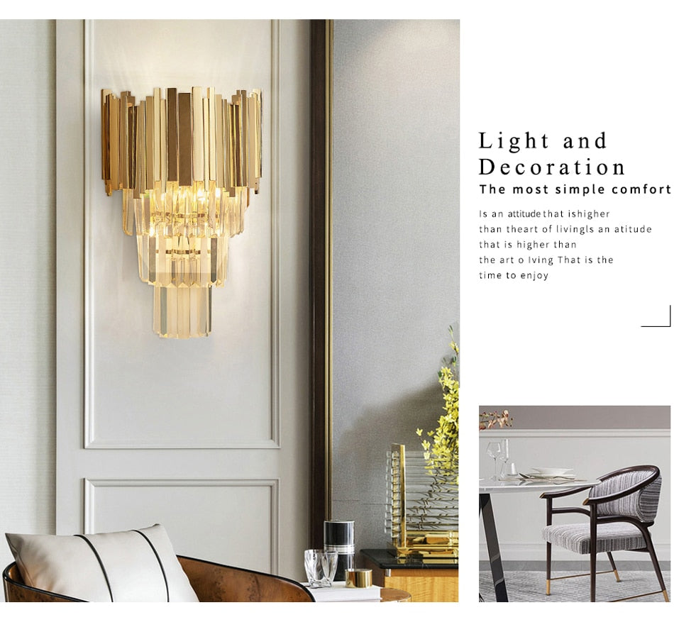 Ylk Baron Gold Wall Sconce Light