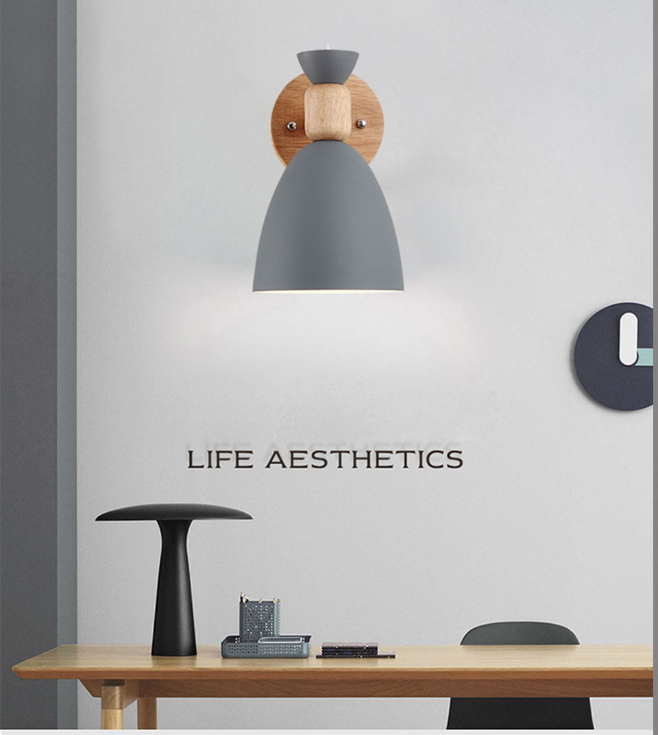 IIS Tulle Wooden Base Nordic Wall Lamp