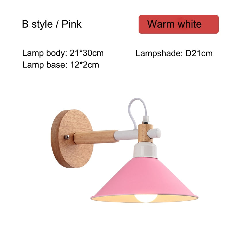 IIS Tulle Wooden Base Nordic Wall Lamp