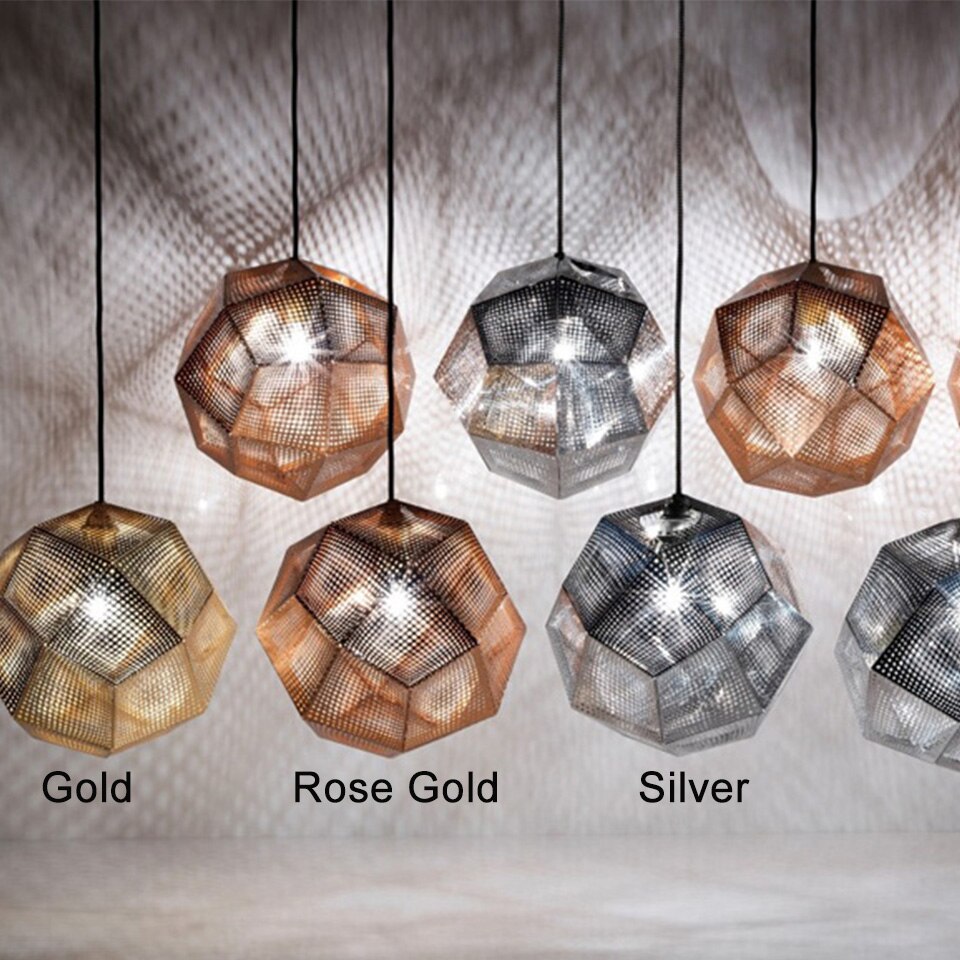 IIS Modern Industrial Plating Ball Pendant Lamp Gold/Silver Stainless Steel Art Geometry Net Lighting