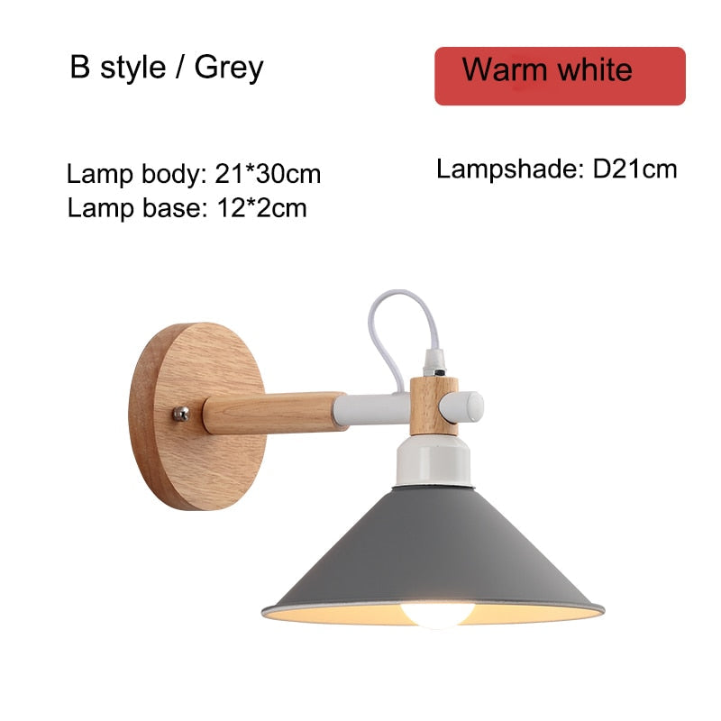 IIS Tulle Wooden Base Nordic Wall Lamp