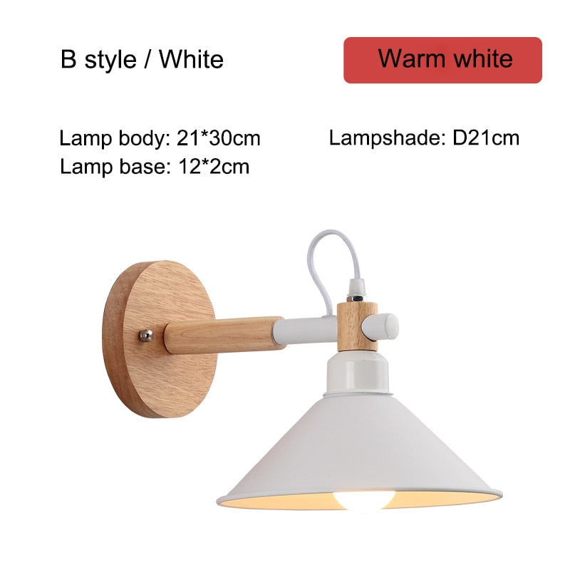 IIS Tulle Wooden Base Nordic Wall Lamp