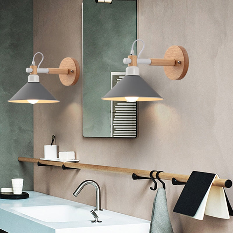 IIS Tulle Wooden Base Nordic Wall Lamp