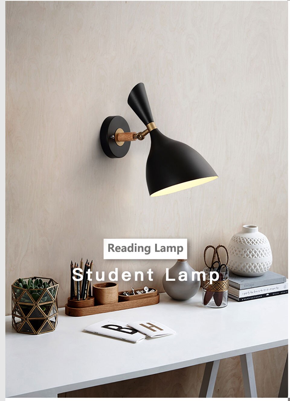 IIS Tulle Wooden Base Nordic Wall Lamp