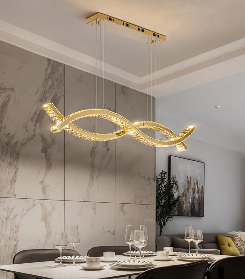 Ylk Wave Design Crystal Pendant Lamp