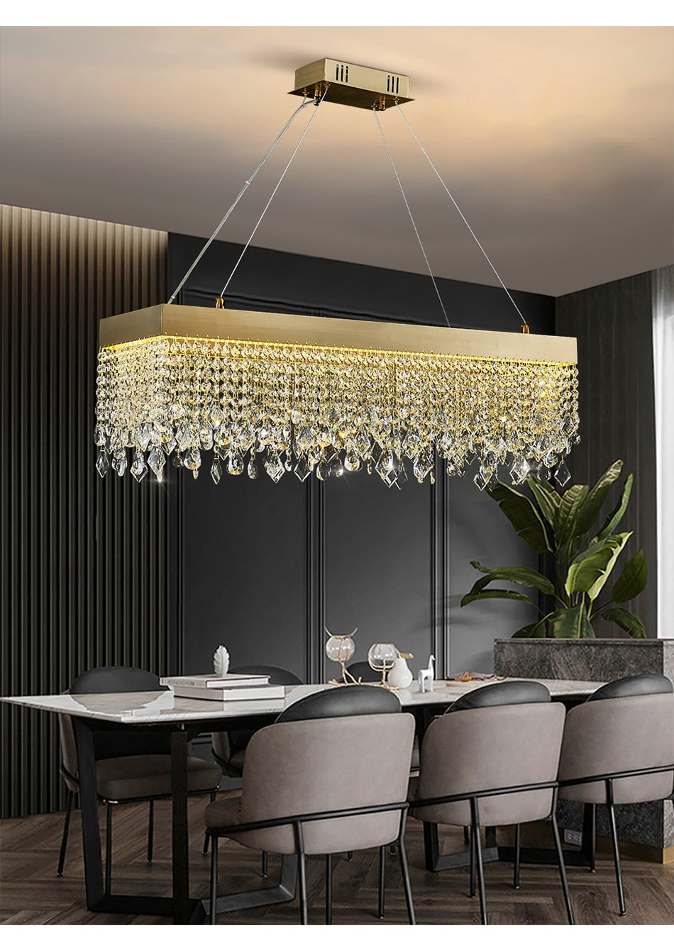 Ylk Cielo Gold Crystal Pendant Lamp