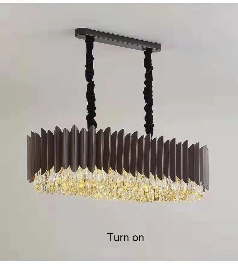 IND Modern Luxury Crystal Round Gold Black Chandelier Light