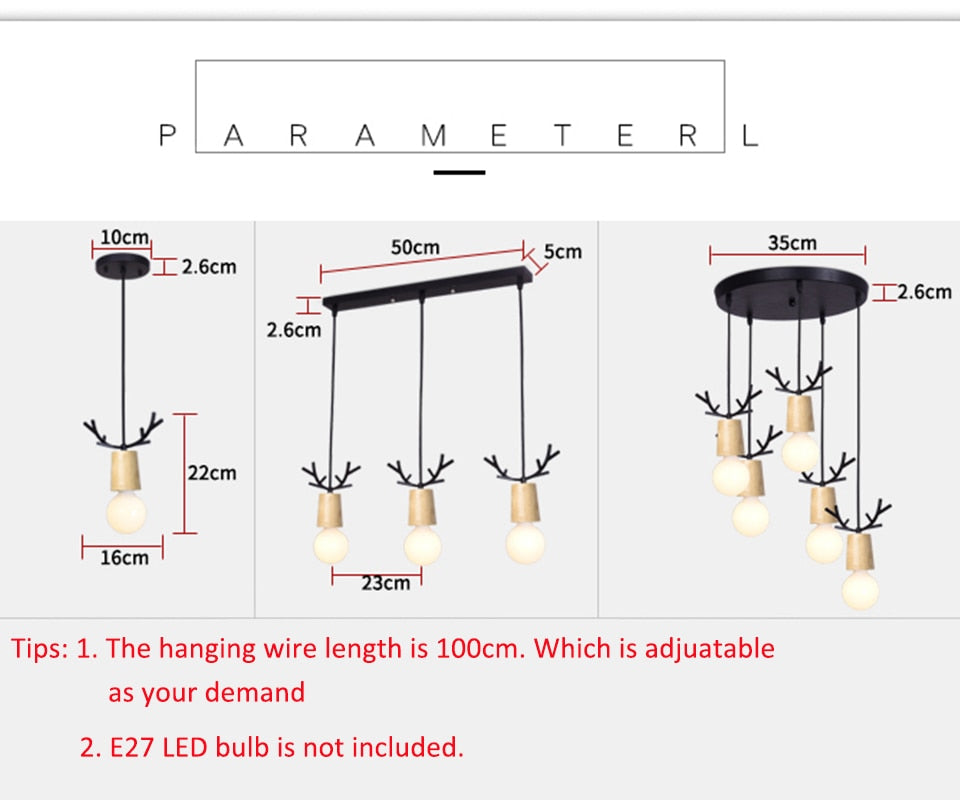 IIS Wood Deer Pendant Lights Modern Northern American Art