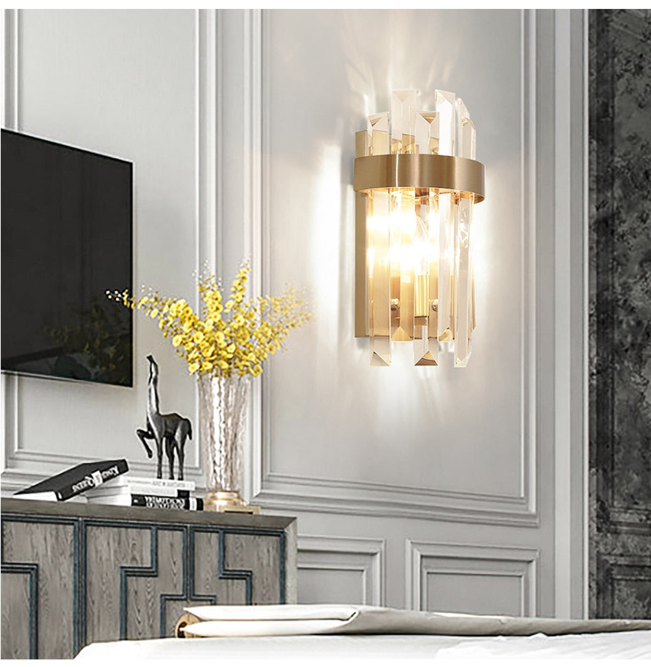 Ylk Single Gold Crystal Wall Lamp