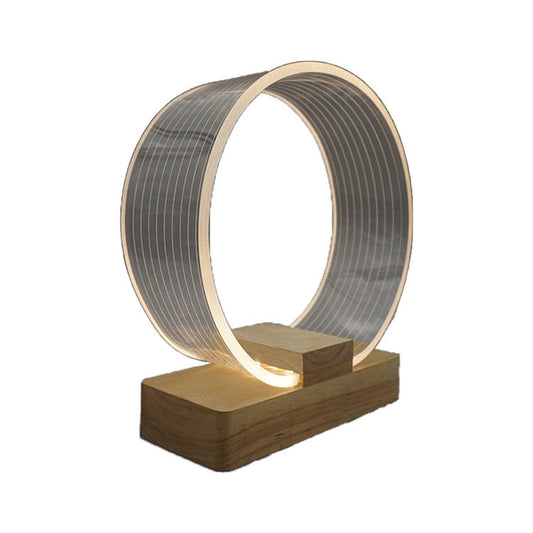 Night Light Wood Base Desk Lamp