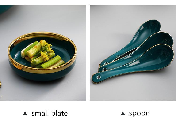 Green Elegant Green Ceramic Tableware Set