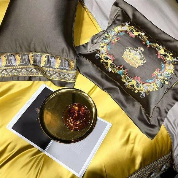 Hadi Embroidered Border Satin Duvet Cover Set